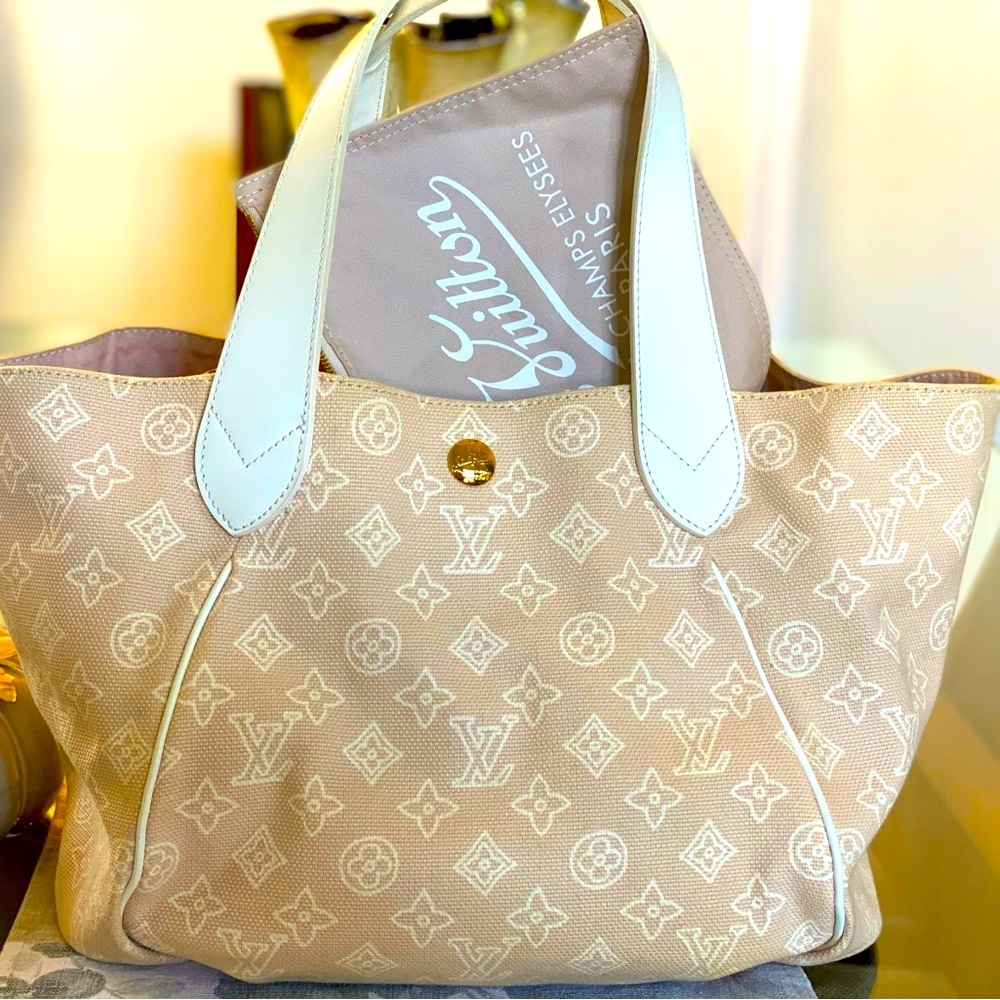 💯AUTH VINTAGE LOUIS VUITTON ARTICLES DE VOYAGE BEIGE CANVAS CABAS GM TOTE /POUCH